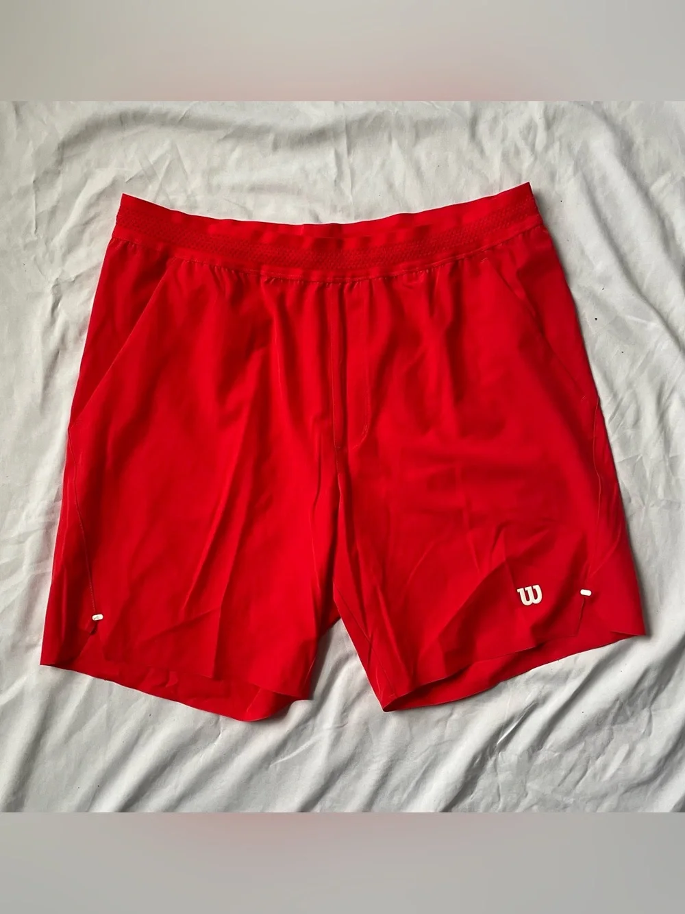 Wilson Men’s Brand New Bright Red Athletic Tennis Shorts with W Logo